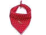 Unique style paws 1PCS Hundebandanas Waschbarer Baumwollquadrat-Latz, Verstellbarer Hundetuch für kleine mittelgroße Hunde und Katzen roter Punkt