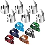 12 Stück Fingerpicks Edelstahl Mehrfarbige Plektren Gitarre Flache Daumenplektren Modische Fingerpicks Für Banjo Verstellbare Gitarrenfingerplektren Für Bass Akustikgitarre, Banjo, Ukulele, Harfe