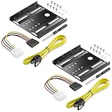 deleyCON 2x Einbaurahmen für 2,5' Festplatten SSD's auf 3,5' Adapter Wechselrahmen Mounting Frame Halterung Schienen inkl. Schrauben Stromadapter SATA Kabel & Schraubendreher - Schwarz