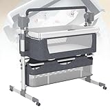 UKDUANWEI Elektrisches Babybett,multifunktionales Co-Sleeping Stubenbett,Kleinkind-Nachttisch,Faltbare umwandelbare Wiege(Grey)