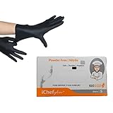 iChef Glove Nitrilhandschuhe, puderfrei, Größe S, Schwarz, 100 Stück