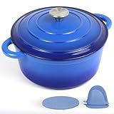 CookNexa Schmortopf aus emailliertem Gusseisen, 4,5 l, mit Deckel und Silikon-Zubehör, ofenfest bis 260 °C oder auf dem Herd, antihaftbeschichteter Dutch Oven zum Brotbacken, Kochen, Kochgeschirr mit