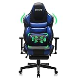 SITMOD Gaming-Stuhl mit Fußstütze-Computer Ergonomischer Videospiel-Stuhl-Sitz höhenverstellbarer drehbarer Arbeitsstuhl für Erwachsene mit Kopfstütze und Lordosenstütze (blau)-PU-Leder