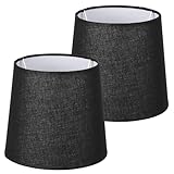 Navaris 2x Lampenschirm aus Leinen - 2er Pack E14 Lampen Schirm für Tischlampe oder Stehlampe - 2 Ersatz Lampenschirme klein - Außen Schwarz/Innen Weiß