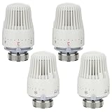 JIZZU 4 Stück Heizkörperthermostat Thermostatkopf M30 x 1,5, Heizkörperventil mit Frostschutz- und 1-5 Einstellfunktionen, Thermostatventil Heizkörper Ersatzkopf für Büro Zuhause Badezimmer
