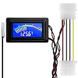 KETOTEK LCD Digitales Thermometer Temperaturmonitor mit Wasserdichte Sonde 50℃~110℃ für Computer Wasserkühlung PC Aquarium Autos Terrarien, 4 Pin Stecker DC 4V-25V Celsius/Fahrenheit