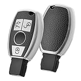OATSBASF Schlüsselanhänger Abdeckung für Mercedes Benz, Autoschlüssel Hülle für Mercedes Benz W204 W211 2-3 Keyless Tasten A B C E Klasse (Ledernarben-Schwarz)