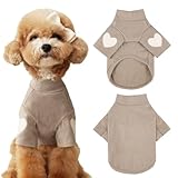 Yaopelky Hunde-Sweatshirt für kleine und mittelgroße Hunde, warmes Haustier-T-Shirt mit Herzaufdruck, Katzen-Welpen-Outfit, Hunde-Sweatshirts für Teddy, Chihuahua, Schnauzer (Kaffee, Größe M)