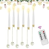 Yulokdwi Weihnachtsbaumkerzen Mit Fernbedienung - Flammenlose Stumpenkerzen Mit Fernbedienung Für Weihnachtsbaumdekoration | 6 Stück LED-Dekoration Mit Perlenkugelhaken Für Außen Innen Küche Haus