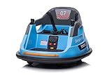 LEADZM 12V Elektro Autoscooter Kinder Elektroauto mit 2,4G Fernbedienung – 360° Drehbares Bumper Car mit LED-Lichtern & Musik, 2 Fahrmodi (Manuell/Remote) (Blau)