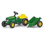 Rolly Toys 012190 - rollyKid John Deere (mit Anhänger, Drehschemellenkung, Alter 2,5 - 5 Jahre, Heckkupplung), grün, 70540
