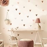 funlife 72 Stück Wandaufkleber für Kinderzimmer Babyzimmer, selbstklebende PVC-Wandtattoo Wandsticker, Boho-Stil-Aufkleber für Mädchen Jungen Baby, Boho Herzen