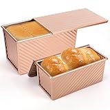 unbholkk Brotbackform Mit Deckel, Toastbrot Backform Mit Deckel, 2PCS Antihaft Brot Toastform, Brotformen Zum Backen für Brote Gebäck Kuchen 450g, Roségold