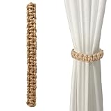 4er Pack Geflochtener Vorhang Raffhalter, Raffhalter Boho Vorhanghalter,Handgefertigte Vorhangbinder Für Office Wohnzimmer Schlafzimmer, Dekorative Vorhänge (Braun)