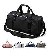 Sporttaschen für Damen und Herren, Reisetasche und Handtaschen - mit Schuhfach und Nassfach - Travel Bag für Sport, Fitnessstudio, Duffle Bag für Wochenendreisen (Schwarz)