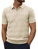 PJ PAUL JONES Poloshirts für Herren Kurzarm Retro Strick Polo Herren Golf Tshirt Aprikose M