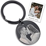 TMT Runder Schlüsselanhänger Personalisiert mit Foto | Ideales Geschenk für Freund, Partner oder Männer | Einzigartige Personalisierte Geschenke mit Gravur aus Edelstahl in Schwarz