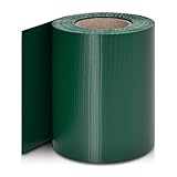 Juskys PVC Sichtschutzstreifen Doppelstabmatten Zaun - 35m x 19 cm - 30 Befestigungsclips - grün - Zaunfolie Sichtschutz Windschutz Garten Gartenzaun