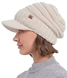 Creekstone Beanie Hüte für Damen Herren Fleece gefütterte Wintermützen Frauen Slouchy Beanies Fleece gefütterte Beanie mit Krempe Visier (DE/NL/SE/PL, Alphanumerisch, Einheitsgröße, Beige)