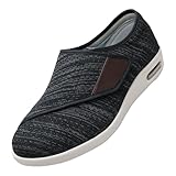 CVFOMBN Spezialschuh Gesundheitsschuhe Präventivschuhe,Orthopädische Hausschuhe Damen Herren Senioren Klettverschluss Verstellbare Stretch Rutsch Fußpflegeschuhe.Black Gray,40