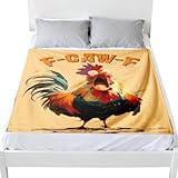 Generisch Decke Mit Tiermuster,Lustiger Streich Hahnendruck Steppdecke,150x200cm Lustiger Hahn Druck Flanell Wolldecke - Für Kinder Erwachsene Frauen Bett Sofa Deko Winter
