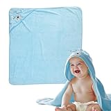 TranquilBeauty Baby Kapuzen Handtuch - Weiches 100% Polyester Baby Bademantel mit Kapuze und Hunde Design - Bath Towel Handtücher für Säuglinge und Kleinkinder, Hellblau