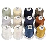 New brothread 12 Neutrale&Jean Farben Mehrzweck 100% Mercerisierte Baumwollfaden 30WT (50S/3) 600M zum Quilten, Nähen und Sticken
