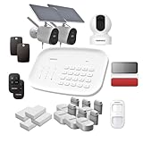 Daewoo SA803 Alarmanlage für Sicherheit – komplettes Haus-System: Zentrale, Öffnungs- und Anwesenheitsmelder, Solarsirene, Fernbedienungen, rotierende Innen- & Außenkameras, kompatibel mit Alexa