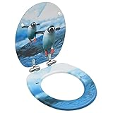 Toilettensitz mit Soft-Close-Deckel MDF Pinguin-Design, Xichuzi Klodeckel, Toilettendeckel, Wc Sitz, Klobrille, Wc Deckel, Toilettenbrille,