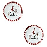 Angoily 2 Stck. Keramik Snackteller Weihnachtsmotiv Runde Servierplatte für Snacks und Früchte Kreatives Porzellan Tablett Leicht und Praktisch für Haushalt Nachmittagstee