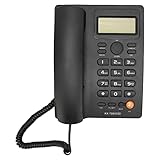 VBESTLIFE Schnurgebundenes Telefon, Tischtelefon mit Anrufer-ID Kurzwahl-Stummschaltfunktion, Freisprechen, Desktop-Festnetztelefon für Home Hotel Office(Schwarz)