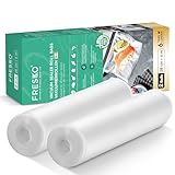 FRESKO Vakuumrollen 2 Rollen 28 x 600cm, Professionelle Vakuumierbeutel Folienbeutel, Größe für alle Vakuumiergeräte, BPA-frei, Geprägte Luftrillen, Sous-Vide-Gefrierbeutel
