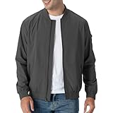 Rdruko Bomberjacke Herren Blouson jacke Übergangsjacke Leichte Fliegerjacke Herbst Male Freizeit Outdoor Jacken-Dunkelgrau XL