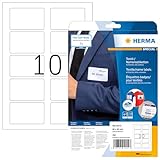 HERMA 4412 Namensetiketten ablösbar, 25 Blatt, 80 x 50 mm, 10 pro A4 Bogen, 250 Stück, selbstklebend, bedruckbar, rückstandsfrei abziehbare Acetatseide Namensaufkleber Etiketten, weiß