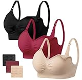 HBselect 3 Pcs Schwangerschafts Still BH Nahtloser Still-BH mit zusätzlichen BH-Verlängerungen Stillen und Schlaf Ohne Bügel für Damen