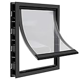 CEESC Große Hundeklappe mit weicher, transparenter Magnetklappe und einrastbarer Verschlussplatte, Premium-Haustür aus PVC-Kunststoff für große Hunde (XL, Schwarz)