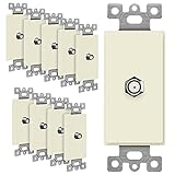 ENERLITES Koaxial-TV-Kabelbuchsen-Adaptereinsatz für Dekorateure-Wandplatten, F-Typ F81-Kupplungsstecker, unzerbrechlicher Polycarbonat-Thermoplast, UL-gelistet, 6505-LA-10 Stück, helle Mandel, 10