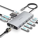 RSHTECH 11 in 1 MacBook Laptop Dockingstation mit 2 HDMI (8K und 4K), USB 3.2, USB 3.0, 100W PD, SD/TF, Gigabit Ethernet - USB C Docking Station 2 Monitore - Geeignet für Windows, Linux und Mas OS