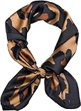 styleBREAKER Halstuch mit Leoparden Animal Print Muster | Vierecktuch mit farbigem Rand | seidig weich und vielseitig tragbar | 70 x 70 cm | Kopftuch Bandana Damen Accessoire, Farbe:Braun-Schwarz