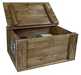 Kistenkolli Altes Land Truhe Hugo in verschiedenen Farben mit Deckel 50x36x26cm Aufbewahrungskiste Spielzeugkiste Dekorationskiste (braun)