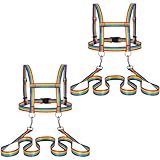 Pferdegeschirr für Kinder Pferdeleine zum Spielen für Kinder Zaumzeug Skifahren Rollenspiel Zubehör für Spielpferd Pferdeleinen Größenverstellbare (Regenbogen, 2 Stück)