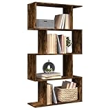 Woonisher Raumteiler-Bücherregal 4 Böden Räuchereiche 70x24x129 cm bücherregal Holz