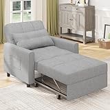 Bealife Relaxsessel, Schlafsessel mit Verstellbarer Rückenlehne, Fernsehsessel, Klappbares Schlafsofa, Relaxsessel fürs Wohnzimmer,Schlafzimmer (Hellgrau)