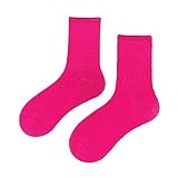 Cocila Wintersocken Herren Damen Einfarbige mittelgroße Röhrensocken für Damen, leicht und dünn, Frühling und, bonbonfarben, mehrfarbig, weiche Vier-Jahreszeiten-Socken Socken (Hot Pink, One Size)