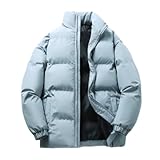 ZEMALON Jacke Herren Jugend Klassisch All-Match Outdoorjacke Herren Verdicken Komfortabel Warm Kältejacke Herren Casual Leichte Mode Baumwolle Jacke Herren P-Light Blue 3XL