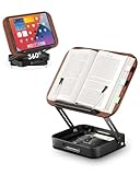 Viozon Buchständer, Drehbarer Buchhalter mit Höhenverstellung, klappbarem Metallfuß, integriertem Stehsammler Holz, ideal als Leseständer für Schreibtischzubehör, Notenständer, Tablet/Laptop
