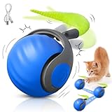 JIASHA Interaktives Katzenspielzeug Katzenball,Katzenspielzeug Elektrisch Katzenball,Katzenball Elektrisch,Interaktives Katzenball Spielzeug,mit LED Licht,mit Seil, USB Wiederaufladbarer