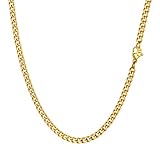 PROSTEEL Herren Kette Collier 18k vergoldet 46cm/18 in. Panzerkette Halskette 3mm breit kubanische Gliederkette Hip Hop Link Chain Necklace Modeschmuck Accessoire für Männer Frauen
