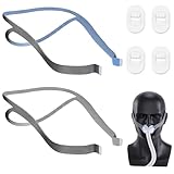 2er-Pack CPAP Masken Stirnband Ersatz-Kopfband kompatibel mit ResMed AirFit P10 Maskenbänder CPAP Zubehör, Blau und Grau