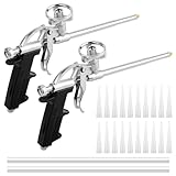 QOUBNIC 2 Stück Schaumpistole, PU Bauschaumpistole Bauschaum Set mit 22 Gummidüsen, Schaumpistole zum Abdichten, Füllen, Abdichten